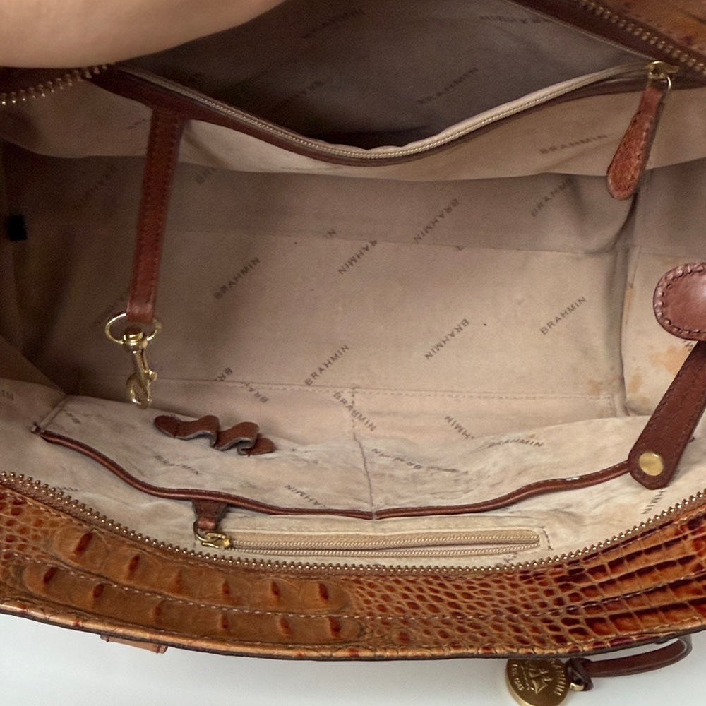 Brahmin Brown Crocodile-Embossed Handbag - Picture 12 of 15